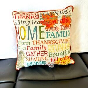 Beautiful Fall Harvest Words | Thanksgiving Throw Pillow Rust Orange 20”